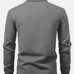 Long Sleeve Geometric Jacquard Polo Shirt