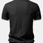 Contrast Trim Textured Zipper Knit Polo