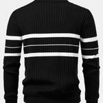 Stripe Zip Knit Ribbed Polo Shirt