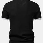 Textured Contrast Johnny Collar Knit Polo