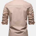 Long Sleeve Linen Cotton Blend Shirt With Pocket