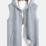 Sleeveless Waffle Zipper Hoodie