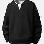 Relax Fit Waffle 2 In 1 Notched Collar T-Shirt & Drawstring Knitted Waffle Pants