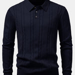 Long Sleeve Twist Knit Polo Shirt