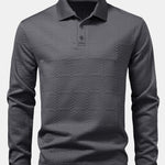 Long Sleeve Plaid Jacquard Polo Shirt