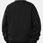 Relax Fit Head Deer Print Contrast Corduroy Polo Collar Sweatshirt