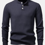 Ribbed Henley Neck Sweater