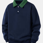 Relax Fit Contrast Polo Sweatshirt
