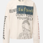 Oversize Portrait Slogan Print Waffle T-Shirt