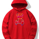Gradient Dissolving Bear Print Drop Shoulder Relaxed Hoodie
