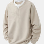 Raglan Sleeve 2 In 1 Waffle T-Shirt & Single Pleat Drawstring Straight Leg Pants