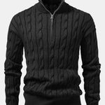 Twist Jacquard Quarter Zip Sweater