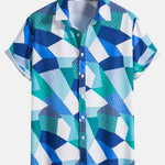Color Block Geometric Print Shirt & Swim Shorts