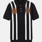 Stripe Geometric Jacquard Knitted Polo Shirt & Cotton Chino Shorts