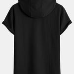 Kangaroo Pocket Ribbed Hooded T-Shirt & Drawstring Ribbed Shorts