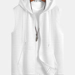 Sleeveless Waffle Zipper Hoodie