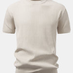3 Pieces Ribbed Crew Neck Knit T-Shirt