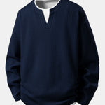 Relax Fit Waffle 2 In 1 Notched Collar T-Shirt & Drawstring Knitted Waffle Pants