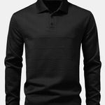 Long Sleeve Plaid Jacquard Polo Shirt