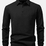 Long Sleeve Geometric Jacquard Polo Shirt