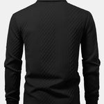 Long Sleeve Geometric Jacquard Polo Shirt