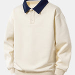 Relax Fit Contrast Polo Sweatshirt