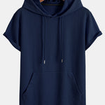 Kangaroo Pocket Ribbed Hooded T-Shirt & Straight Leg Ribbed Pants
