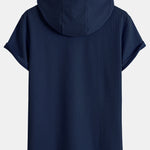 Kangaroo Pocket Ribbed Hooded T-Shirt & Drawstring Ribbed Shorts