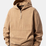 Relax Fit Corduroy Half-Zip Hooded Pullover