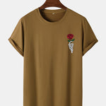 Rose Skull Hand Print Arc Hem T-Shirt