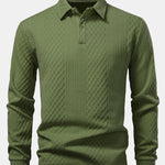 Long Sleeve Geometric Jacquard Polo Shirt