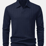 Long Sleeve Wheat Ear Jacquard Polo Shirt