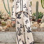 Margovil Wide Leg Reef Print Satin Pants