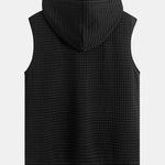 Sleeveless Waffle Zipper Hoodie & Waffle Drawstring Shorts