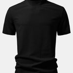 Ribbed Mock Neck T-Shirt