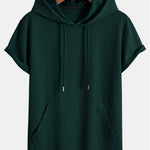 Kangaroo Pocket Ribbed Hooded T-Shirt & Straight Leg Ribbed Pants