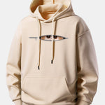 Zipper Cat Print Relax Fit Hoodie