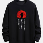 Japanese Samurai Print Relax Fit Sweatshirt