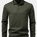 Long Sleeve Plaid Jacquard Polo Shirt