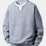 2 In 1 Waffle Notched Collar Sweatshirt