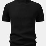 3 Pieces Ribbed Mock Neck Knit T-Shirt