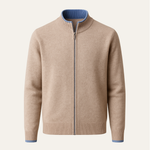 Classic Zip Cardigan Beige