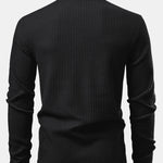 Long Sleeve Waffle Mock Neck T-Shirt & Drawstring Knitted Waffle Pants