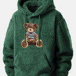 Bear Embroidered Patch Teddy Hoodie & Teddy Jogger Pants