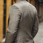 Men's Casual Cotton Linen Notch Lapel Single-breasted Slim-fit Blazer