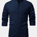 3 Pieces Long Sleeve Muscle Fit Ribbed Stand Collar Shirt