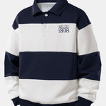 Relax Fit New York Manhattan Print Color Block Polo Sweatshirt