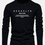 Long Sleeve NY Brooklyn Print Cotton T-Shirt