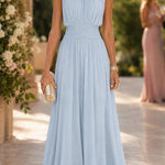 Margovil Crewneck Sleeveless Zipper Back Waisted Maxi Dress
