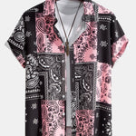 Paisley Print Button Up Shirt #Random Pattern Design# & Shorts